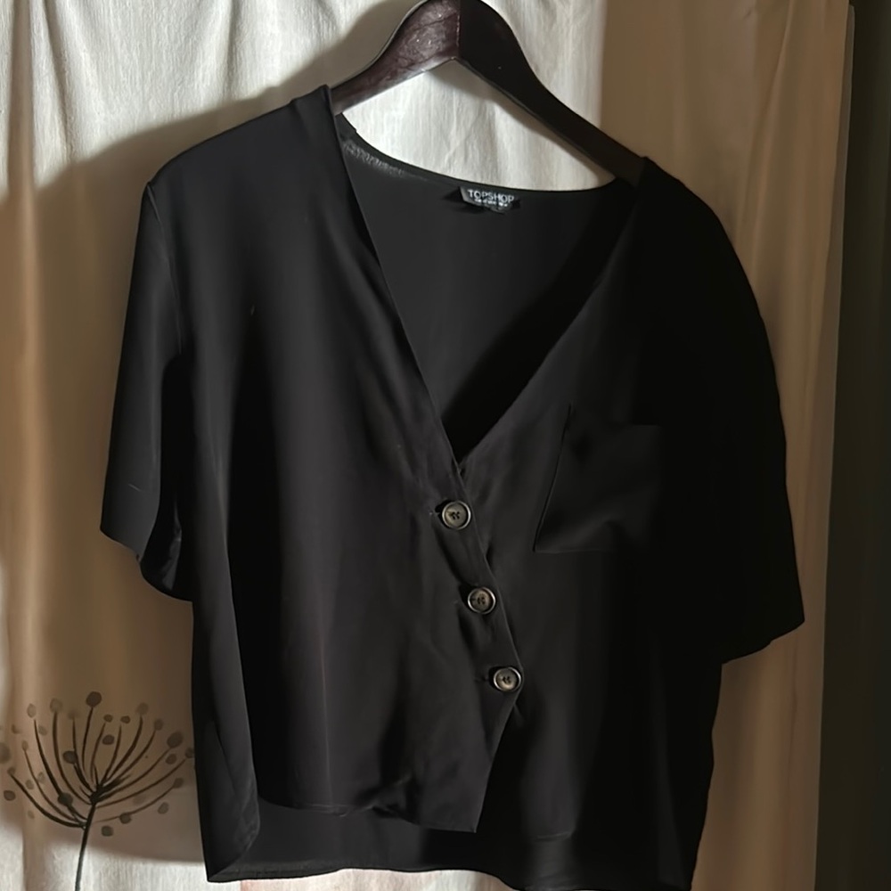 Topshop Black Button Down Shirt